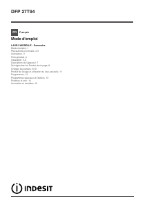Mode d’emploi Indesit DFP 27T94 A EU Lave-vaisselle
