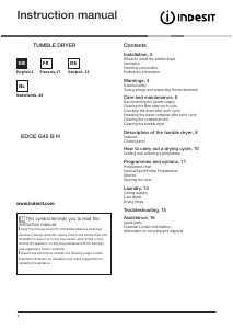 Handleiding Indesit EDCE G45 B H (EU) Wasdroger