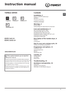 Handleiding Indesit EDPE G45 A1 ECO (EU) Wasdroger