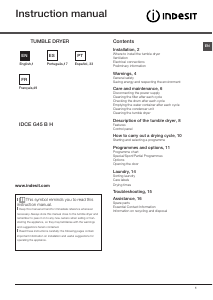 Handleiding Indesit IDCE G45 B H (EU) Wasdroger