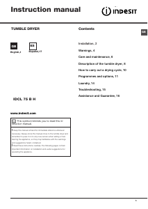 Handleiding Indesit IDCL 75 B H (EU) Wasdroger