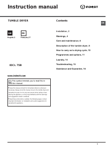 Handleiding Indesit IDCL 75 B HR (FR) Wasdroger