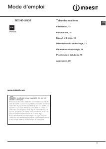 Mode d’emploi Indesit IDV 75 (KW) Sèche-linge