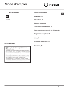 Mode d’emploi Indesit IDVA 835 (EU) Sèche-linge