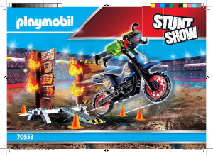 Manual Playmobil set 70553 Racing Stuntshow moto com parede de fogo