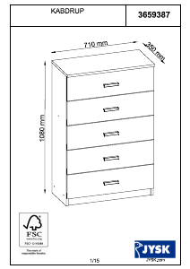 Hướng dẫn sử dụng JYSK Kabdrup (71x108x35) Tủ ngăn kéo