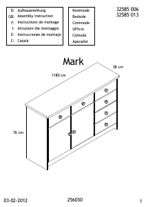 Hướng dẫn sử dụng JYSK Tange (118x77x38) Tủ ngăn kéo