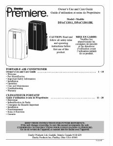 Manual Danby DPAC12011BL Air Conditioner