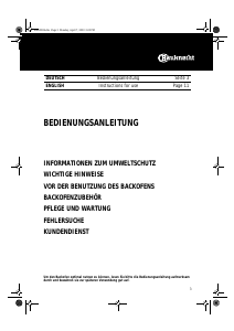 Bedienungsanleitung Bauknecht ESZB 5860 BR Backofen