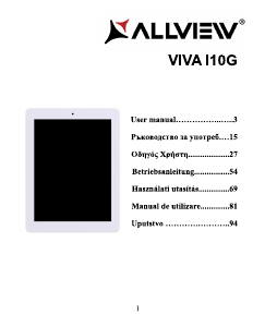 Manual Allview Viva i10G Tablet