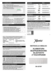 Instrukcja Xenic SK-027BT Klawiatura