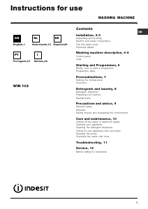Manual de uso Indesit WIN 102 (EX) Lavadora