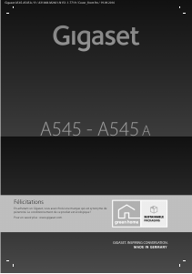 Mode d’emploi Gigaset A545 Téléphone sans fil