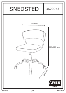 説明書 JYSK Snedstad 事務用椅子