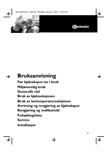 Bruksanvisning Bauknecht KRA 1609 Kjøleskap