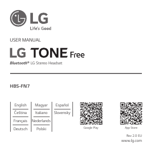 Manuál LG HBS-FN7 Tone Free Sluchátka