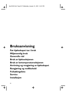 Bruksanvisning Bauknecht KVB 1200 Kjøleskap