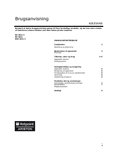 Brugsanvisning Hotpoint-Ariston BSZ 3021 V Køleskab