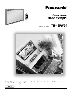 Mode d’emploi Panasonic TH-42PWD4UY Téléviseur plasma