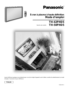 Mode d’emploi Panasonic TH-50PHD5UY Téléviseur plasma