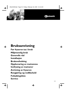 Bruksanvisning Bauknecht GTEA 255 Optima-1 Fryser