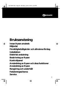 Bruksanvisning Bauknecht UGIE 1100/B Frys