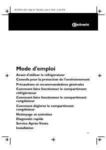 Mode d’emploi Bauknecht KGEA 3300/1 Réfrigérateur combiné