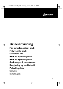 Bruksanvisning Bauknecht KGEA 335 OPTIMA Kjøle-fryseskap