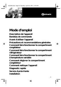 Mode d’emploi Bauknecht KGFB 3500 Réfrigérateur combiné