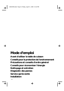 Mode d’emploi Bauknecht TGV 3413-1 SW Table de cuisson