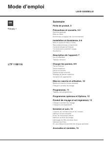Mode d’emploi Hotpoint LTF 11M116 EU Lave-vaisselle