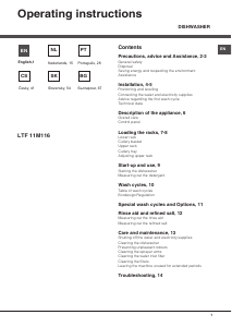Наръчник Hotpoint LTF 11M116 EU Съдомиалня
