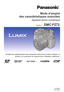 Mode d’emploi Panasonic DMC-FZ72 Lumix Appareil photo numérique