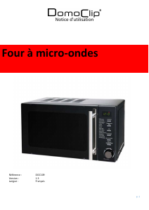 Mode d’emploi DomoClip DOC109 Micro-onde