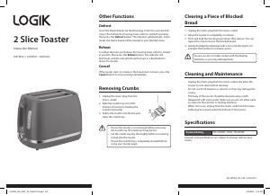 Manual Logik L02TGS21 Toaster