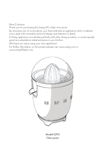 Manual Smeg CJF01CREU Citrus Juicer