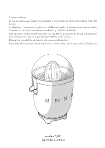Manual de uso Smeg CJF01WHEU Exprimidor de cítricos