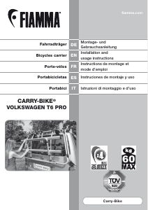 Mode d’emploi Fiamma Carry-Bike Volkswagen T6 Pro Porte-vélo