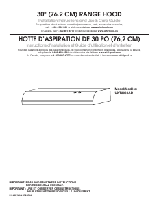 Manual Amana UXT3030ADB Cooker Hood