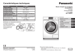 Mode d’emploi Panasonic NA-148XR1 Lave-linge