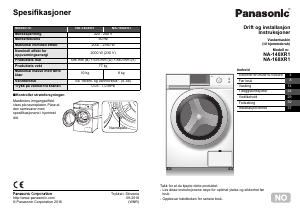 Bruksanvisning Panasonic NA-168XR1 Vaskemaskin