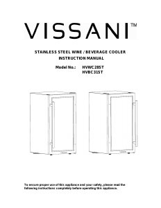 Handleiding Vissani HVBC31ST Wijnklimaatkast