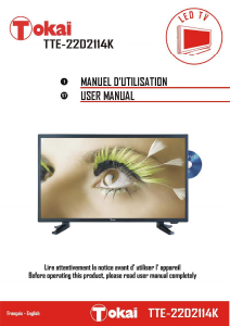 Mode d’emploi Tokaï TTE-22D2114K Téléviseur LED