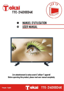 Mode d’emploi Tokaï TTE-24D1804K Téléviseur LED