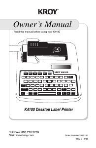 Manual Kroy K4100 Label Printer