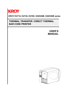 Manual Kroy K4652NB Label Printer