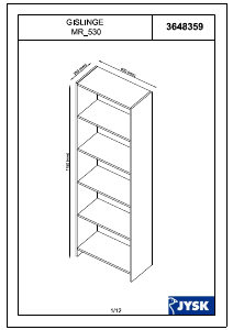 Посібник JYSK Gislinge (67x175x25) Книжкова шафа