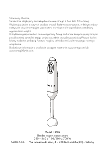 Instrukcja Smeg HBF02PBEU Blender ręczny