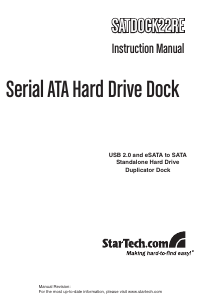 Manual StarTech SATDOCK22RE Hard Drive Dock