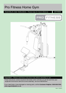 Bruksanvisning Pro Fitness 237/4693 Träningsmaskin